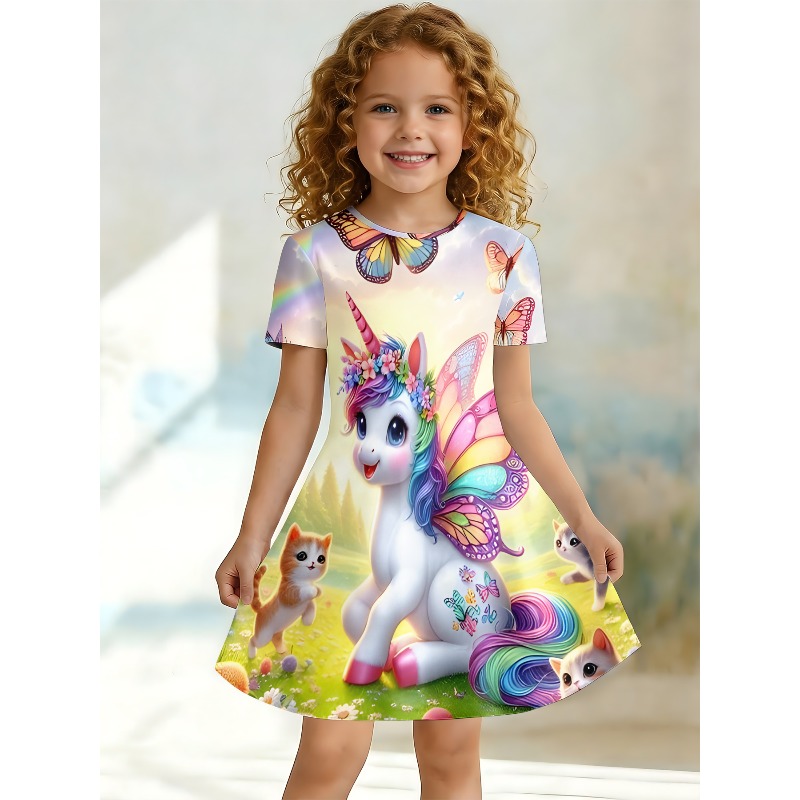 Games Garden Party - Girl Rainbow Unicorn and Kitten Printed